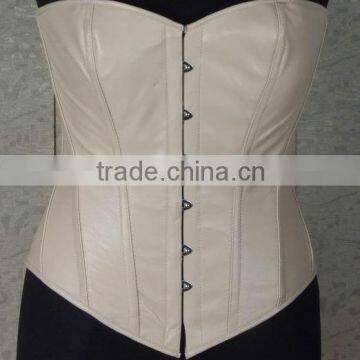 Beige Women Leather Corset