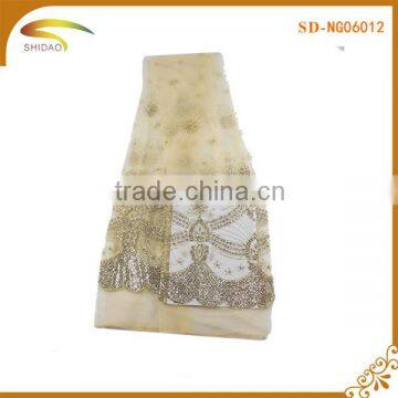 Cheap wholesale wedding dress accessories gold African lace fabric for garment