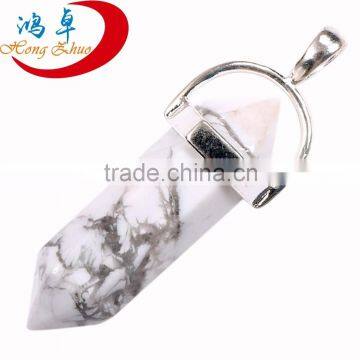 Howlite Quartz Crystal Point Pendant