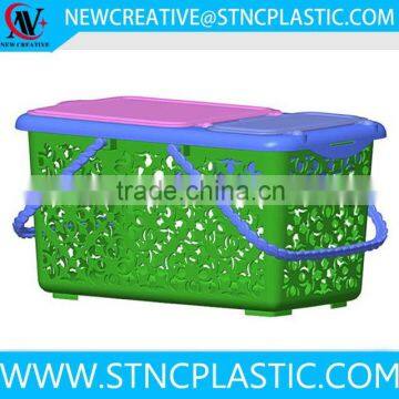 colorful plastic laundry baskets with handle and lid