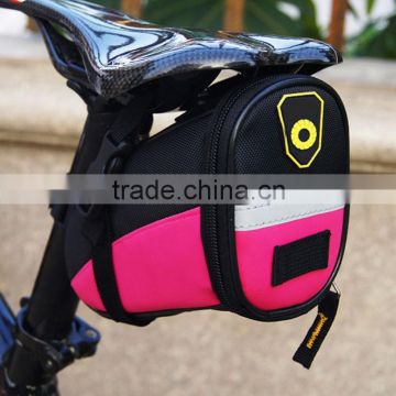 2015 new fashionalbe design pink color top quality waterproof bicycle seat bag for women