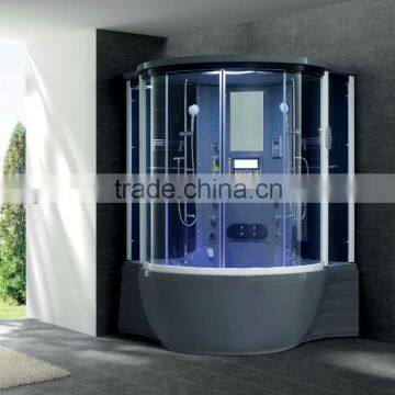 Grey acrylic steam sauna shower cabin with spa tub