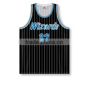 100% Polyester Custom Sublimated Black Crew Neck Muscle Cut Basketball Jersey / Shirt