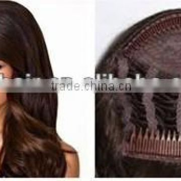 aliexpress china professional quality brazilian cheap remy human hair 3/4 cap wig chocolate color hair wig hair extension