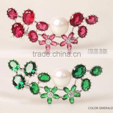 Platinum Plated Elegant Style Floral in 3 Colors Brooch With AAA+ Cubic Zircon Micro Pave Setting for Women and Men in 4 Colors photo-4