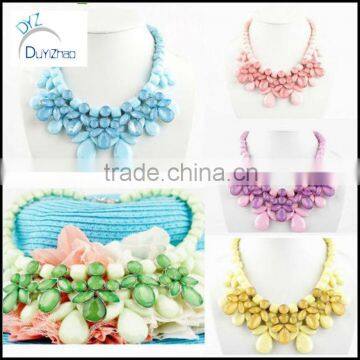 Hot Fan Fringe Necklace Statement Crew Bib Cabochon Bubble Bead Women Necklace