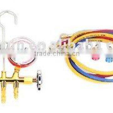 2-Valve Piston Valve Brass Manifold Gauge Set for Automotive A/C system R134a (PR6001A)