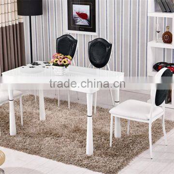 Wrought iron table and four chairs minimalist tempered glass dining table