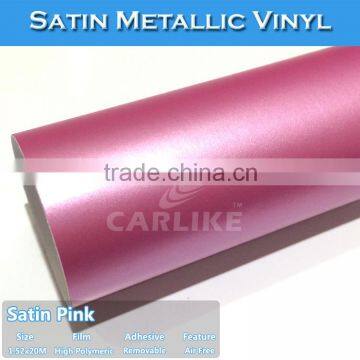 CARLIKE Premium Matt Pink Satin Chrome Metallic Vinyl Sticker For Car