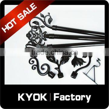 KYOK black color curtain finials ,fancy window decorative curtain finials,black series decorative wrought iron curtain finials