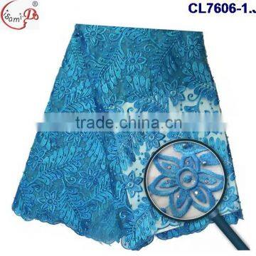 CL7606 Soft textile beaded french lace, high quality beaded lace fabric net embroidered