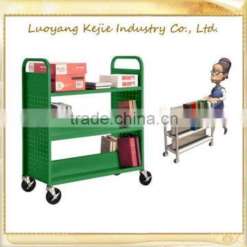 Durable Steel Flat Book Cart/library Trolley Bookshelf/book Rack Shelving/steel Rolling Library Book Carts photo-6