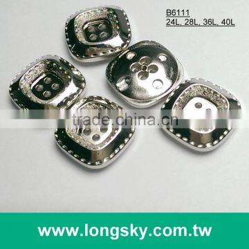 (#B6111) nickel free silver plated 4 hole square button