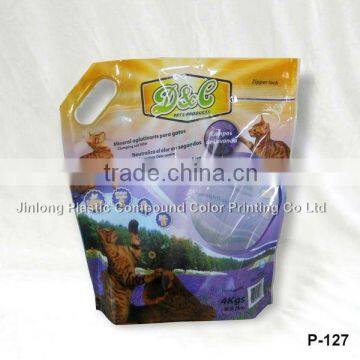 cat litter bag with plastic handle