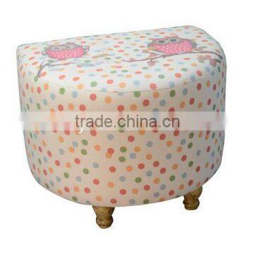 furniture industrial wood round kid fabric seat ottoman stool