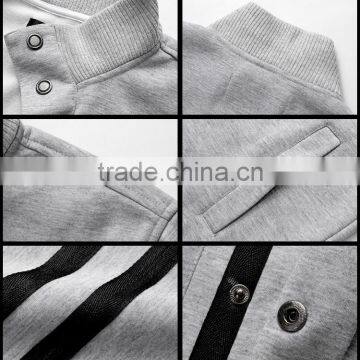 2016 Hot Design Plain Design Crew Neck Sweatshirt Knit Fleece Cardigan Mens Sweatshirt With Button photo-4