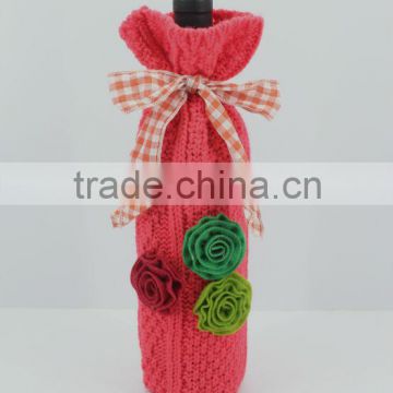 New arrival knitting christmas wine bag