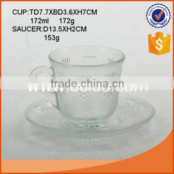 Clear glass tea cup set set with saucer good quality coffee cup set                        
                                                                                Supplier's Choice