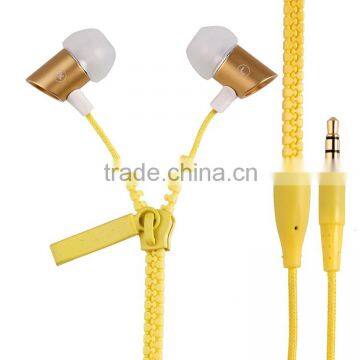 Zipper stereo earphone manufacturer zip earphone free samples cheap stylish headphones from shenzhen