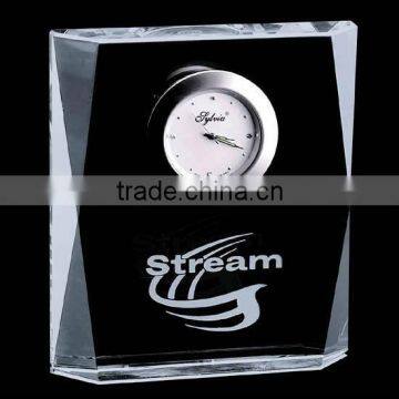 Crystal Souvenir Clock with Personalized Logo for Corporate Gifts