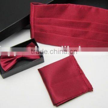 Best Quality Silk Mens Wine cummerbund and bowtie