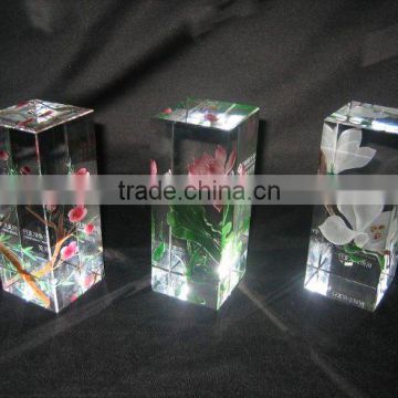 Fashional crystal cube paperweight with 3d laser engraving