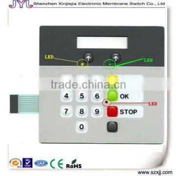 membrane machinery keypad with leds and clear lcd window