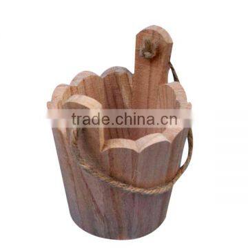 Custom solid pine wood buckets,small wood bucket