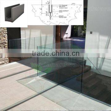 subterranean iron base U channel glass rails