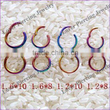Hot Sales Rainbow Anodized Hinged Segment Clicker Nose Rings [SJ-065]