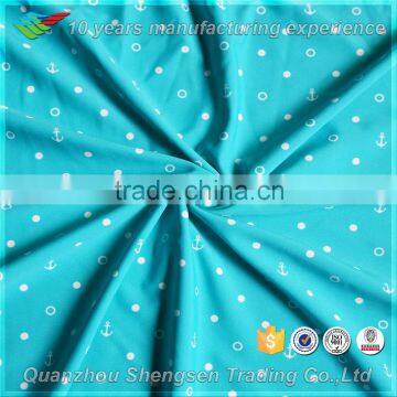 print white dot and anchor blue spandex polyester stock fabric
