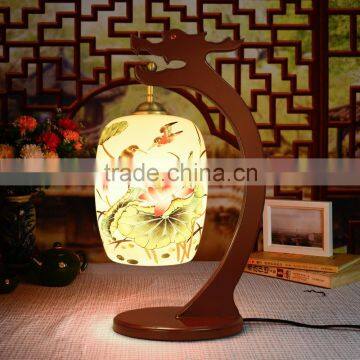 Jingdezhen decal pastel long arts and crafts lamp shade desk lamp