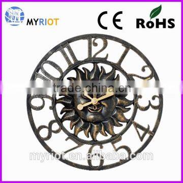 Plastic 15 inch 38 cm wholesale vintage decor sun shape wall clock