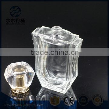 New design 100ml clear glass perfume bottle with luxury cap