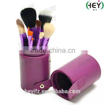 Hot Selling Purple Travelling Cosmetic Brush Set With Cylindrical Barrel