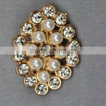 Metal Zinc Gold Brooches Pin With Pearl
