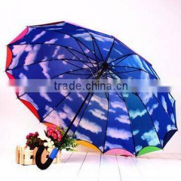 16k Rainbow Umbrella Handheld Parasol Umbrella Double Layers Umbrella Straight Umbrella