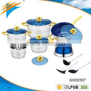 15PC Stainless Steel Caucepan Casserole Frypan Kettle and Nylon Tools Cookware Set