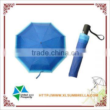 Gradient blue polyester 3 fold daily item umbrella