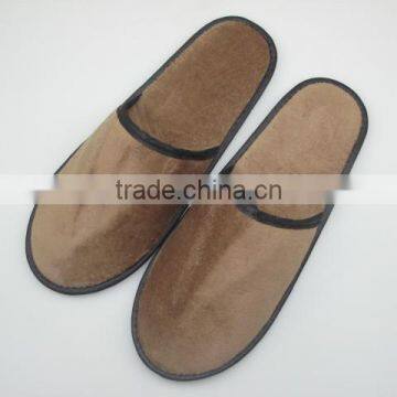 Hot sell anti-slip brown cotton velour slippers