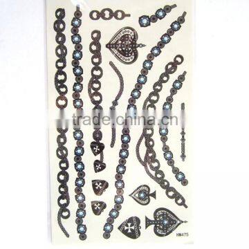 Fashion custom flash sexy black temporary tattoo sticker waterproof jewelly tattoo sticker adhesive body tattoo sticker