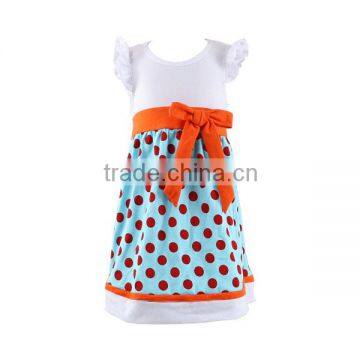 Summer new design polka dots ruffle dress children's boutique clothing cotton baby girls dress OEM service factory direct sale