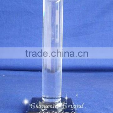 Elegant Clear Cylinder Crystal Trophy With Black Base For Souvenir Gifts