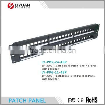 LY-PP5-24-48P High Quality 2u 19 inch Rack Blank Patch Panels 48 Port