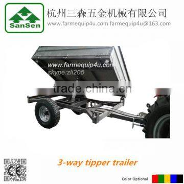 Tipper 3-ways dump trailer for sale; tractor box trailer; side tipper trailer;Agriculture trailer