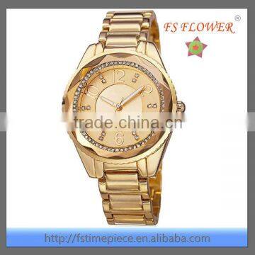 The Middle East Women Likes Golden Fashion Watch Design Diamond Stainless Steel Back Watch