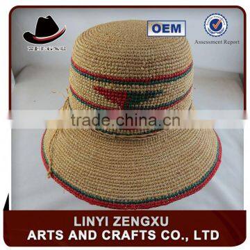 Wholesale wheat straw bucket shape lady flat top boater hats