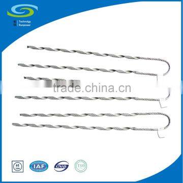 Helical guy grip for steel wire