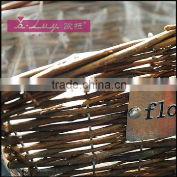 flower wicker basket with handle