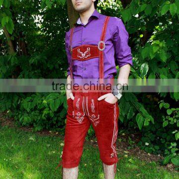 Bavarian Men's Leather Pants Red